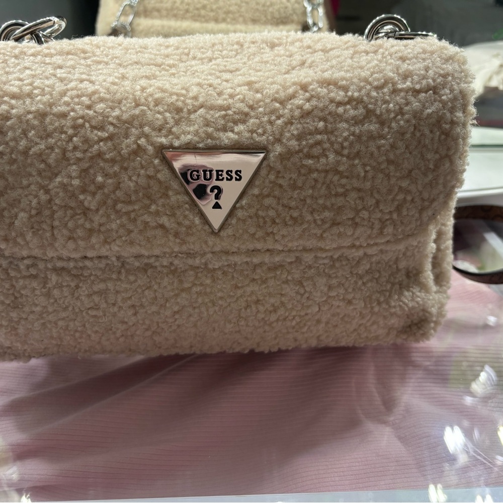G by Guess Cream Plush Shoulder Bag